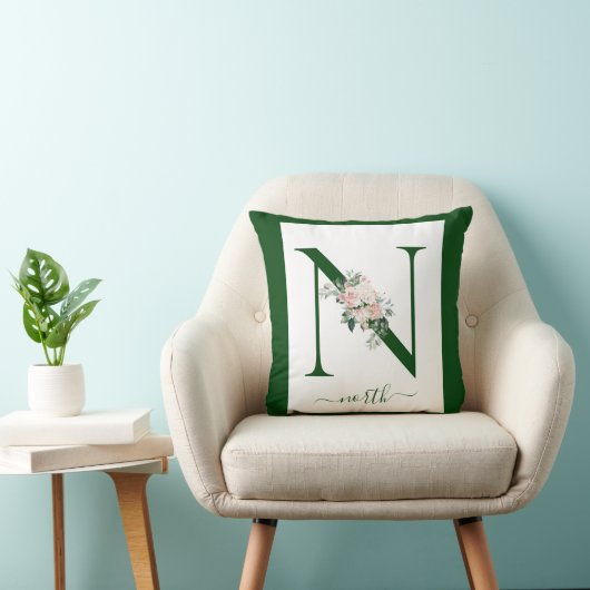 Monogram Floral Letter N Kussen (Stoel)
