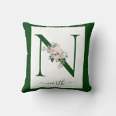 Monogram Floral Letter N Kussen (Achterkant)