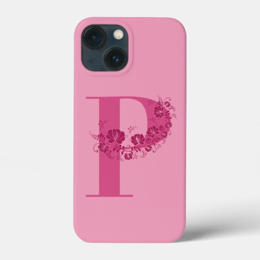 Monogram Floral Letter P iPhone Case (Achterkant)
