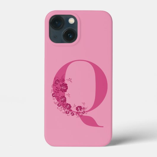 Monogram Floral Letter Q iPhone Case (Achterkant)