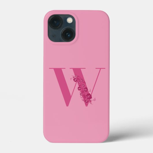 Monogram Floral Letter W iPhone Case (Achterkant)