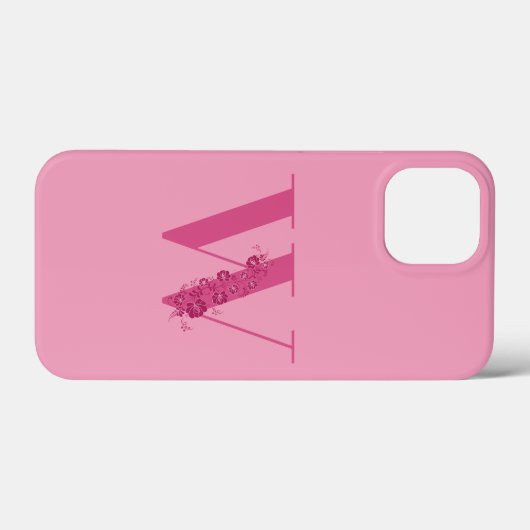 Monogram Floral Letter W iPhone Case (Achterkant (horizontaal))