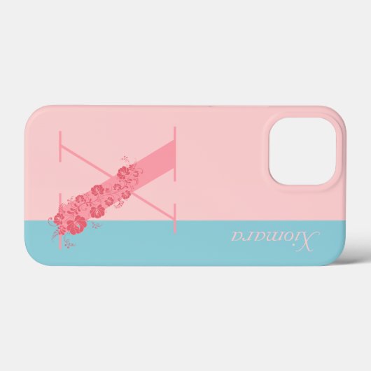 Monogram Floral Letter X iPhone Case (Achterkant (horizontaal))