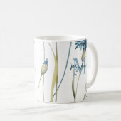 Monogram Floral Light Blue White Koffiemok (Voorkant rechts)
