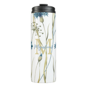 Monogram Floral Light Blue White Thermosbeker