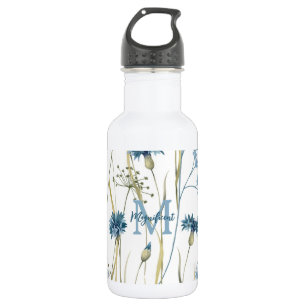 Monogram Floral Light Blue White Waterfles