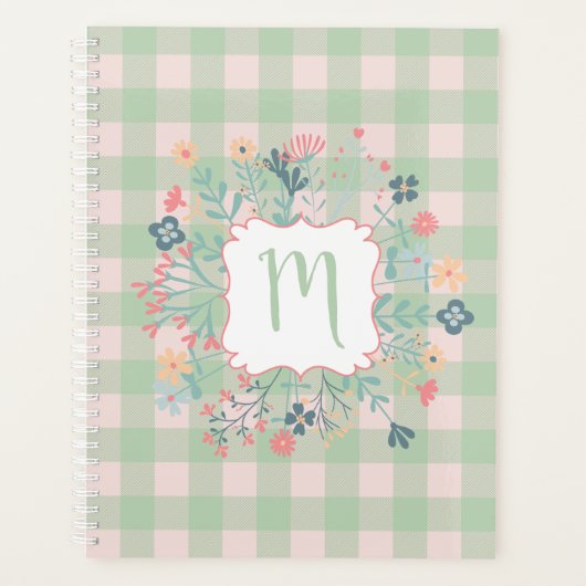 Monogram Floral Lijst | Spring Green Buffalo Play Planner (Voorkant)