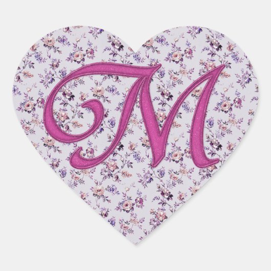 Monogram Floral  M Hart Sticker (Voorkant)