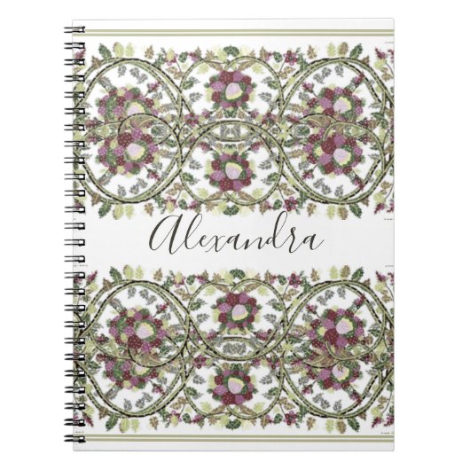 monogram floral Mauve Pink Sage Notitieboek (Voorkant)