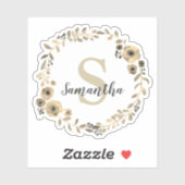   Monogram Floral met een persoonlijk tintje Sticker (Vel)