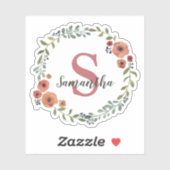  monogram - Floral met persoonlijke Sticker (Vel)