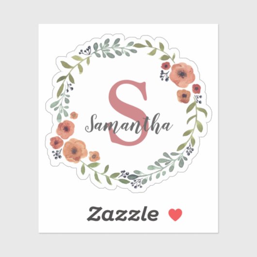  monogram - Floral met persoonlijke Sticker (Vel)