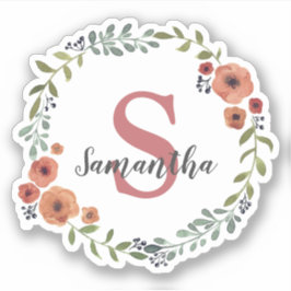  monogram - Floral met persoonlijke Sticker