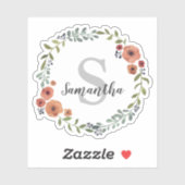  monogram - Floral met persoonlijke Sticker (Vel)