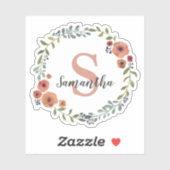  monogram - Floral met persoonlijke Sticker (Vel)