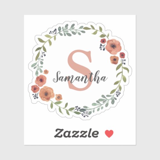  monogram - Floral met persoonlijke Sticker (Vel)