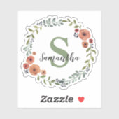  monogram - Floral met persoonlijke Sticker (Vel)