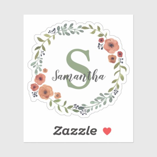  monogram - Floral met persoonlijke Sticker (Vel)