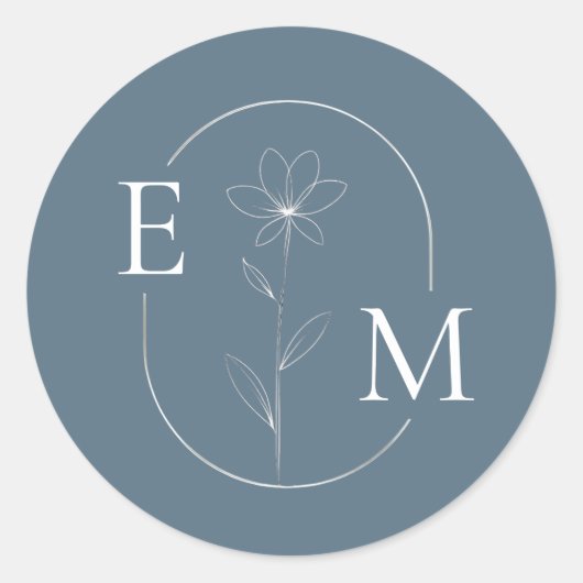 Monogram Floral Minimalistic Wedding Sticker (Voorkant)