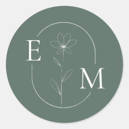 Monogram Floral Minimalistische bruiloft Sticker