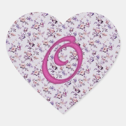 Monogram Floral  O Hart Sticker (Voorkant)