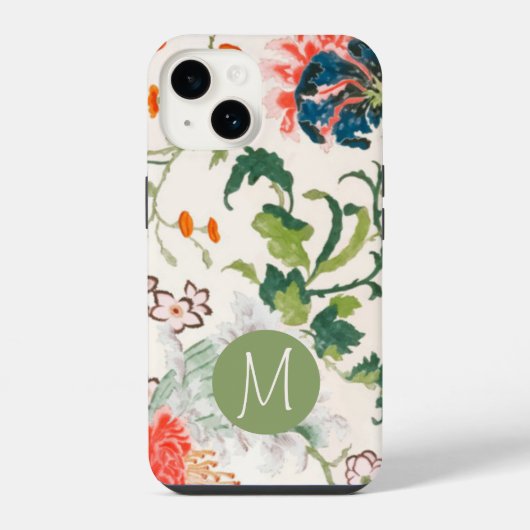 Monogram Floral Ontwerp iPhone Hoesje (Achterkant)