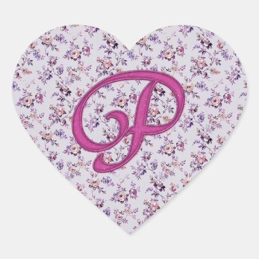 Monogram Floral  P Hart Sticker (Voorkant)
