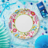 Monogram Floral Papieren Bordje (Feest)