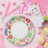 Monogram Floral Papieren Bordje (Feest)