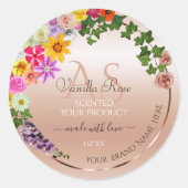 Monogram Floral Pastel Pink Rose Product Labels (Voorkant)