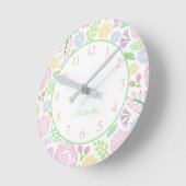 Monogram Floral Pastel Wall Clock Ronde Klok (Hoek)