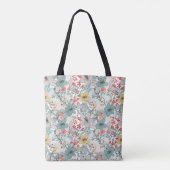 Monogram Floral Patroon in Japanse stijl Tote Bag (Achterkant)