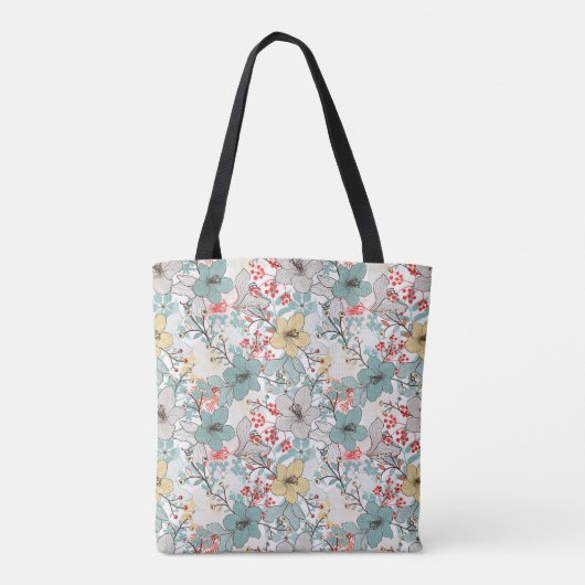 Monogram Floral Patroon in Japanse stijl Tote Bag (Achterkant)