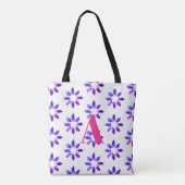 Monogram Floral Pattern Blue Tote Bag (Achterkant)