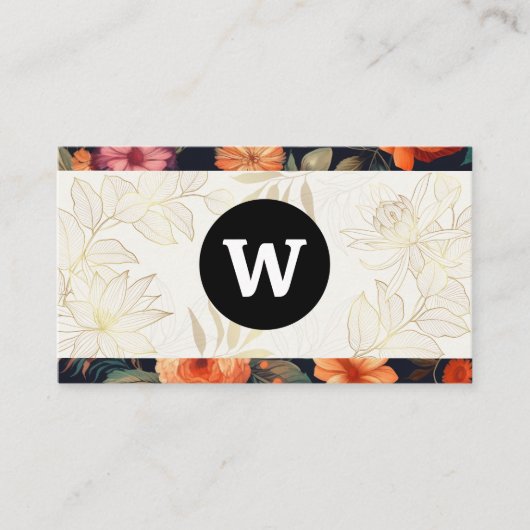 Monogram | Floral Pattern Graphics Visitekaartje (Voorkant)