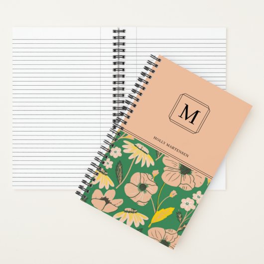  monogram Floral Pattern Persoonlijke naam Notitieboek (Binnen)