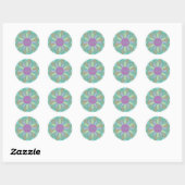 Monogram Floral Pattern Ronde Sticker (Vel)