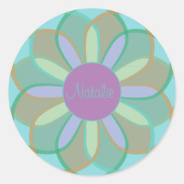 Monogram Floral Pattern Ronde Sticker