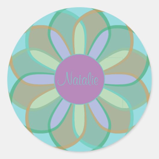 Monogram Floral Pattern Ronde Sticker (Voorkant)