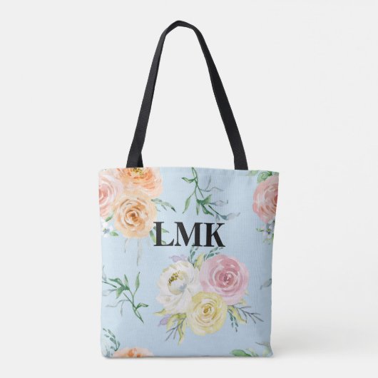Monogram Floral Pattern Tote Bag (Achterkant)