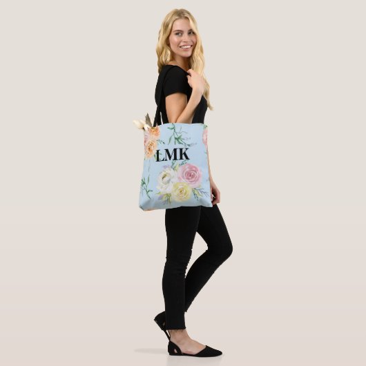 Monogram Floral Pattern Tote Bag (Op model)