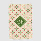 Monogram | Floral Pink & Green Quilt Folk Art Golfhanddoek (Voorkant)