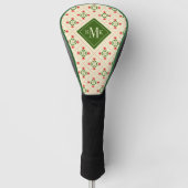Monogram | Floral Pink & Green Quilt Folk Art Golfheadcover (Voorkant)