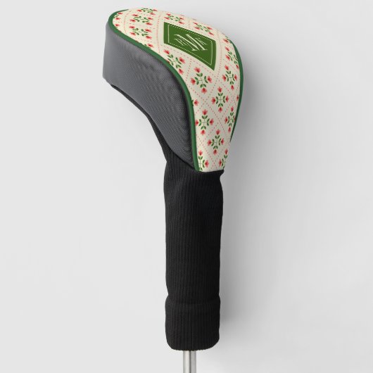 Monogram | Floral Pink & Green Quilt Folk Art Golfheadcover (Schuin)