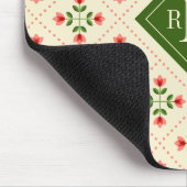 Monogram | Floral Pink & Green Quilt Folk Art Muismat (Hoek)