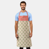 Monogram | Floral Pink & Green Quilt Folk Art Schort (Gedragen)