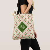 Monogram | Floral Pink & Green Quilt Folk Art Tote Bag (Dichtbij)