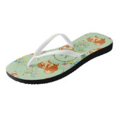 Monogram Floral Pomeranian Pattern Green Teenslippers (Schuin)