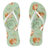 Monogram Floral Pomeranian Pattern Green Teenslippers (Voetbed)