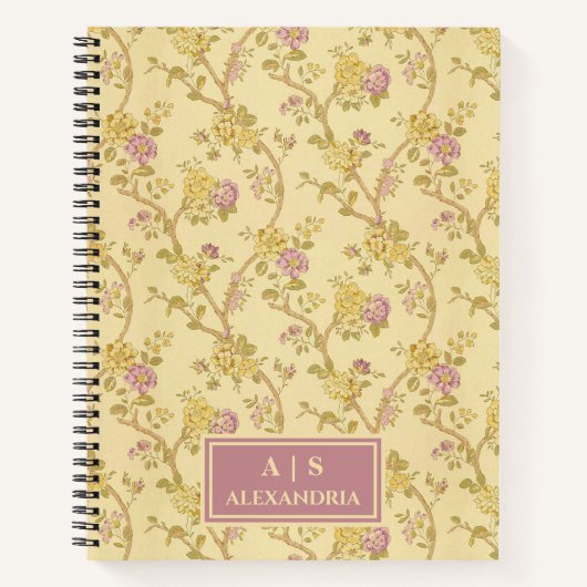 monogram Floral Print Notitieboek (Voorkant)